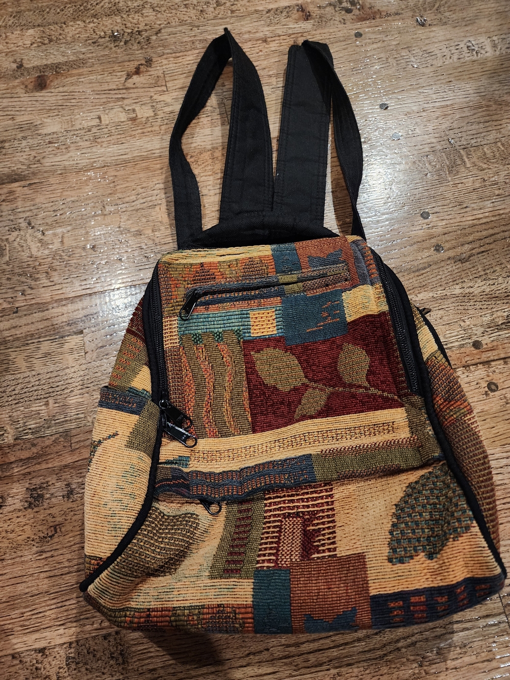 Hand Made Woven Multicolor Pattern Backpack - Casual Everyday Bag